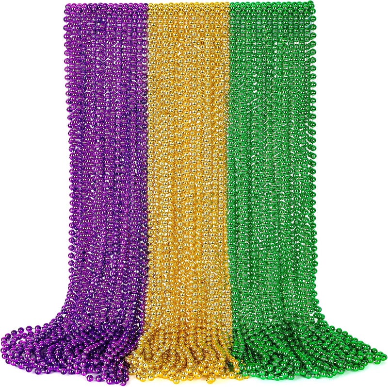 VLUV 36Pcs Beaded Necklace, Mardi Gras Beads Necklaces Accessories, 33 Inch Bead Costume for Women Man, Festival Parade Throw Supplies - Image 1